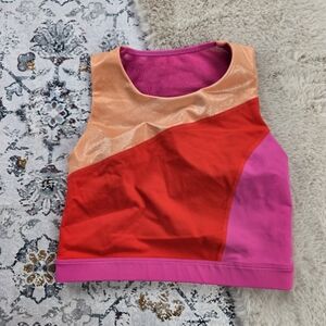 Joy Lab Crop Top Sports Bra Mesh Back Metallic Color Block Size Small